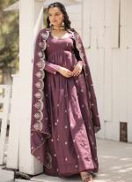 Vichitra Shimmer Onion Reception Wear Embroidery Work Readymade Gown With Dupatta